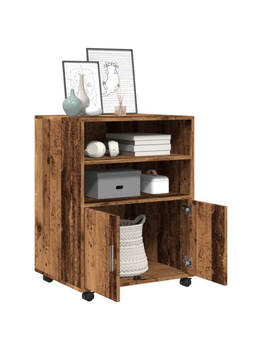 Skříňka na kolečkách old wood 60x48x81 cm kompozitní dřevo