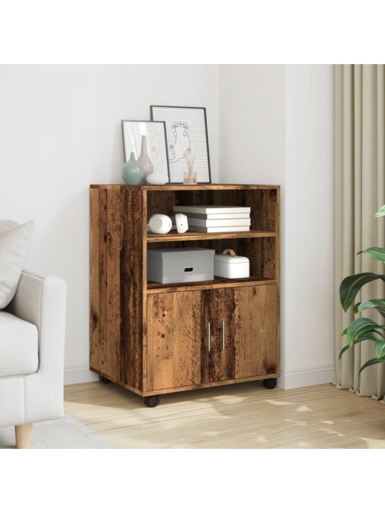 Skříňka na kolečkách old wood 60x48x81 cm kompozitní dřevo