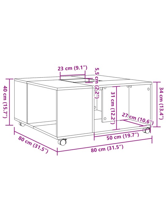Konferenční stolek betonově šedý 80x80x40 cm kompozitní dřevo
