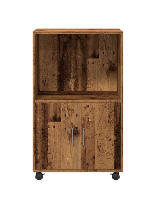 Skříňka na kolečkách old wood 55 x 40 x 91 cm kompozitní dřevo