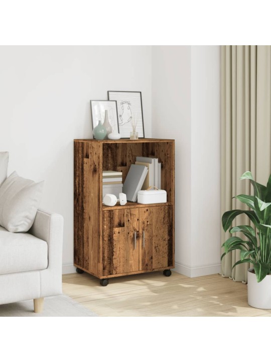 Skříňka na kolečkách old wood 55 x 40 x 91 cm kompozitní dřevo