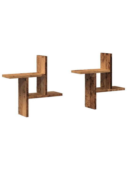 Nástěnné police 2 ks old wood 38 x 12 x 38 cm kompozitní dřevo