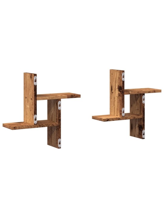 Nástěnné police 2 ks old wood 38 x 12 x 38 cm kompozitní dřevo