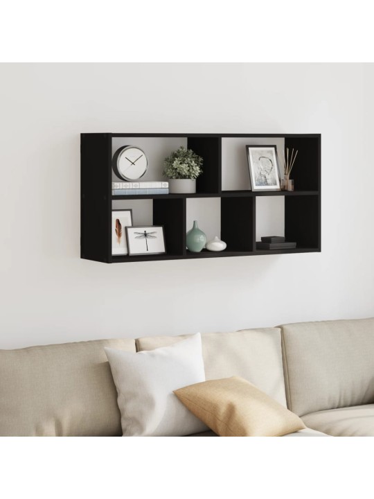 Nástěnná police černá 100 x 25 x 50 cm kompozitní dřevo