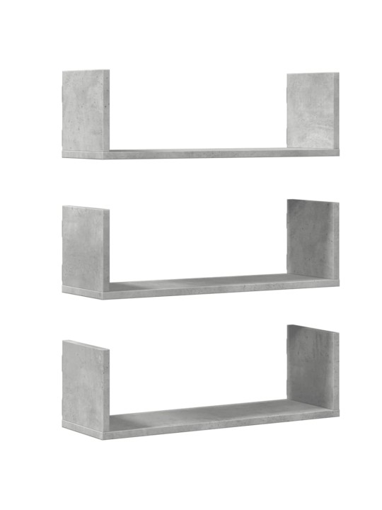 Nástěnné police 3 ks betonově šedé 58x18x18 cm kompozitní dřevo
