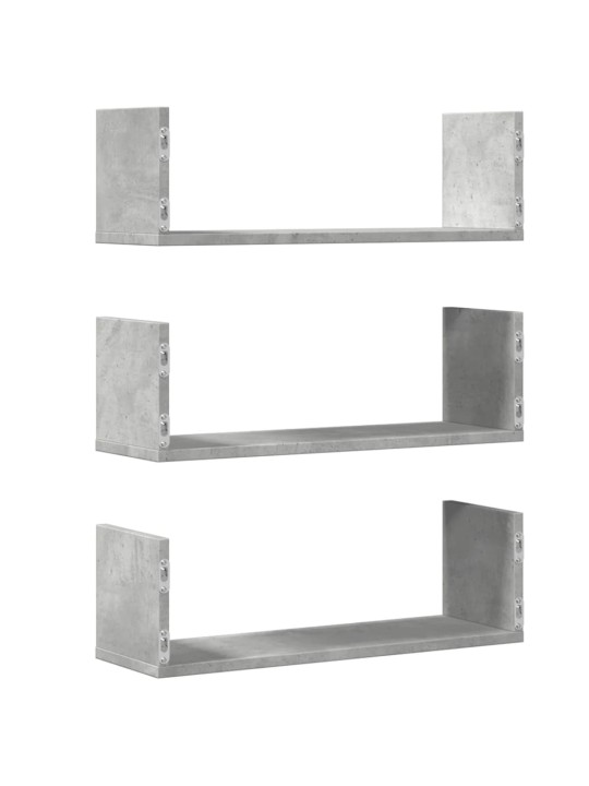 Nástěnné police 3 ks betonově šedé 58x18x18 cm kompozitní dřevo