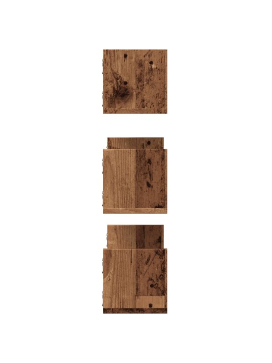 Nástěnné police 3 ks old wood 58 x 18 x 18 cm kompozitní dřevo