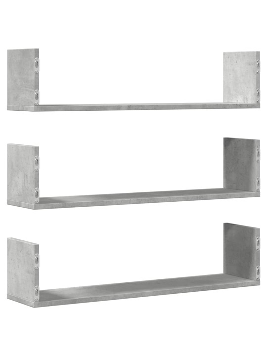 Nástěnné police 3 ks betonově šedé 80x18x18 cm kompozitní dřevo