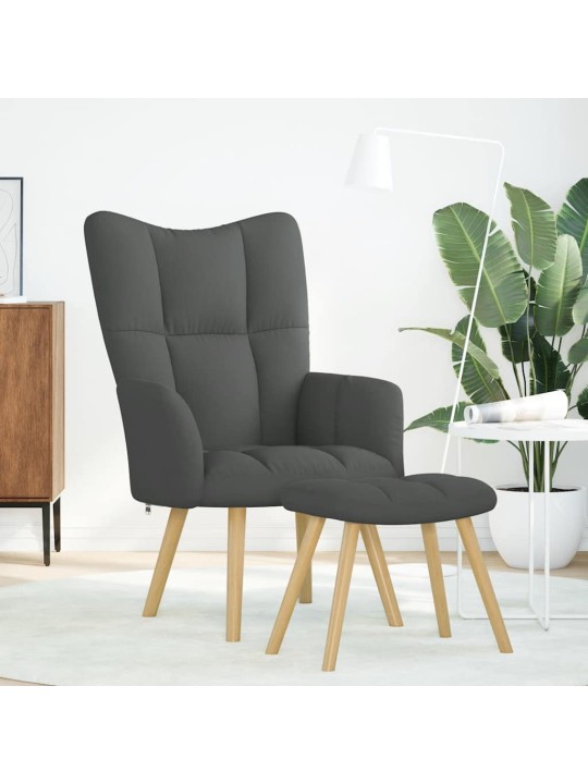 Relaxační křeslo s podnožkou tmavě šedé textil