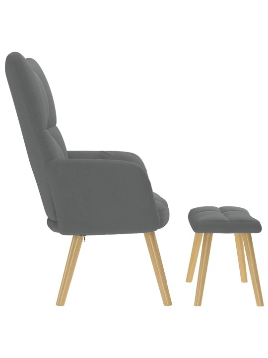 Relaxační křeslo s podnožkou tmavě šedé textil