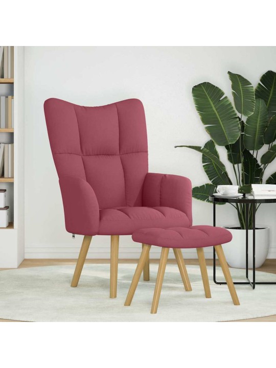 Relaxační křeslo s podnožkou vínové textil