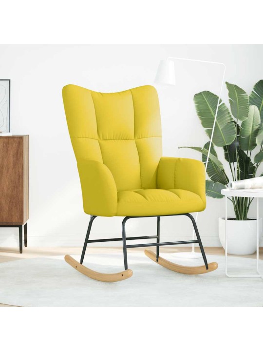 Houpací křeslo světle žluté textil