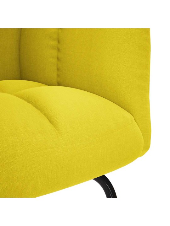 Houpací křeslo světle žluté textil