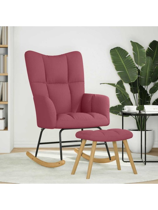 Houpací křeslo s podnožkouí vínové textil