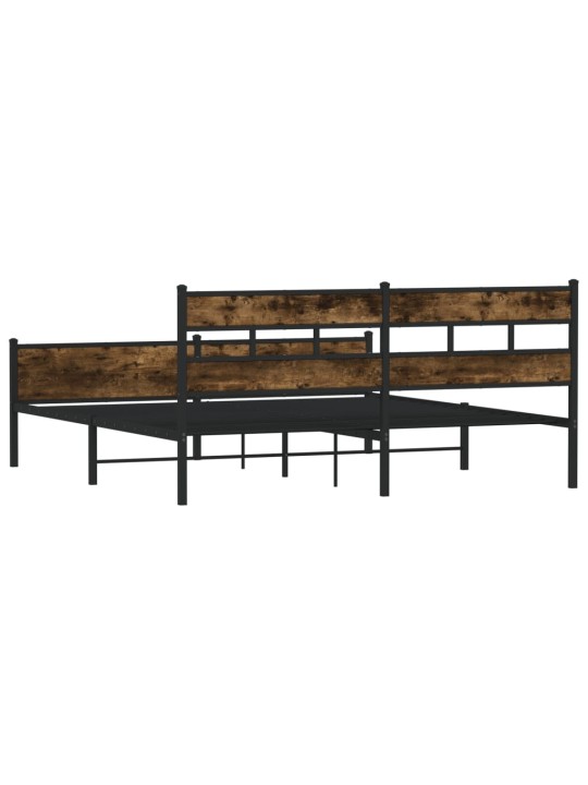 Kovový rám postele bez matrace kouřový dub 180 x 200 cm