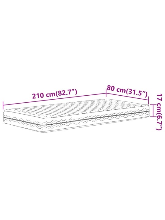 Pěnová matrace bílá 80 x 210 cm tvrdost H2 H3