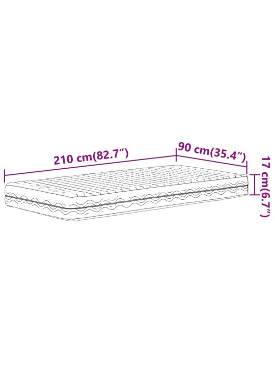 Pěnová matrace bílá 90 x 210 cm tvrdost H2 H3
