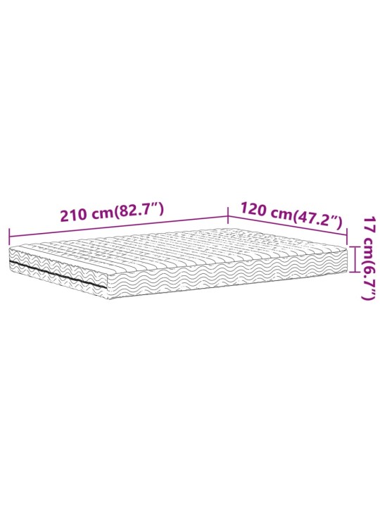 Pěnová matrace bílá 120 x 210 cm tvrdost H2 H3