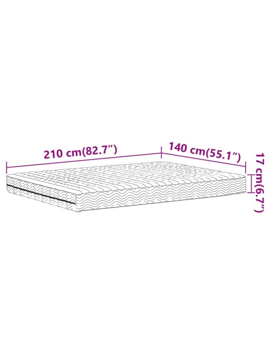 Pěnová matrace bílá 140 x 210 cm tvrdost H2 H3