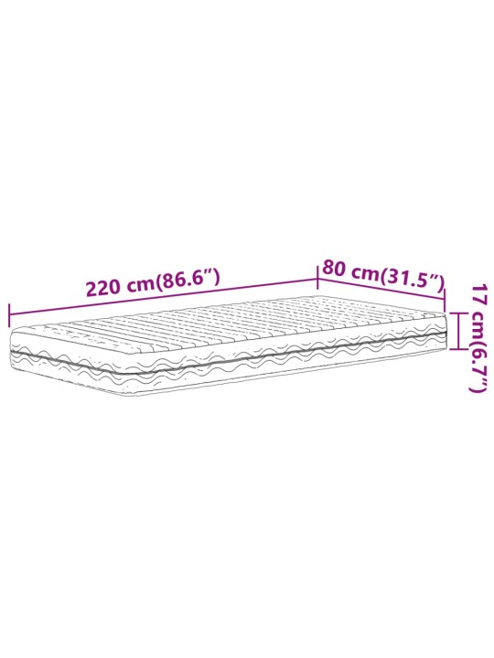 Pěnová matrace bílá 80 x 220 cm tvrdost H2 H3