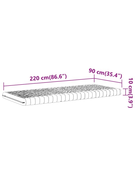 Pěnová matrace bílá 90 x 220 cm 7 zón tvrdost 20 ILD