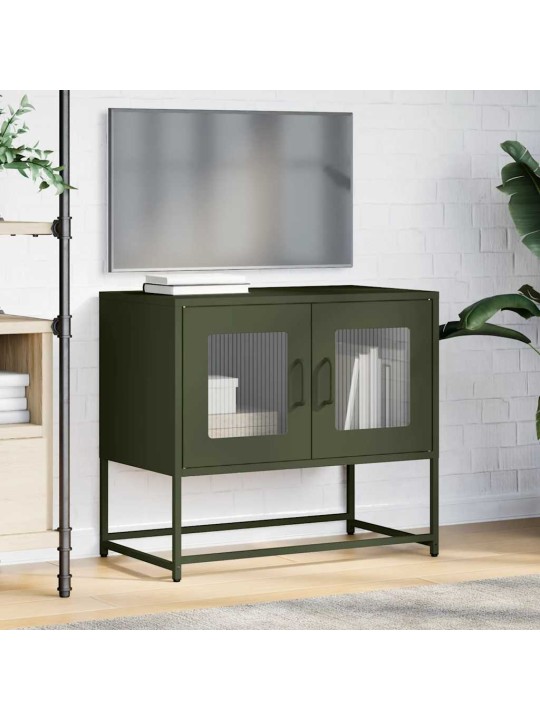 Tv skříňka olivově zelená 68x39x60,5 cm ocel