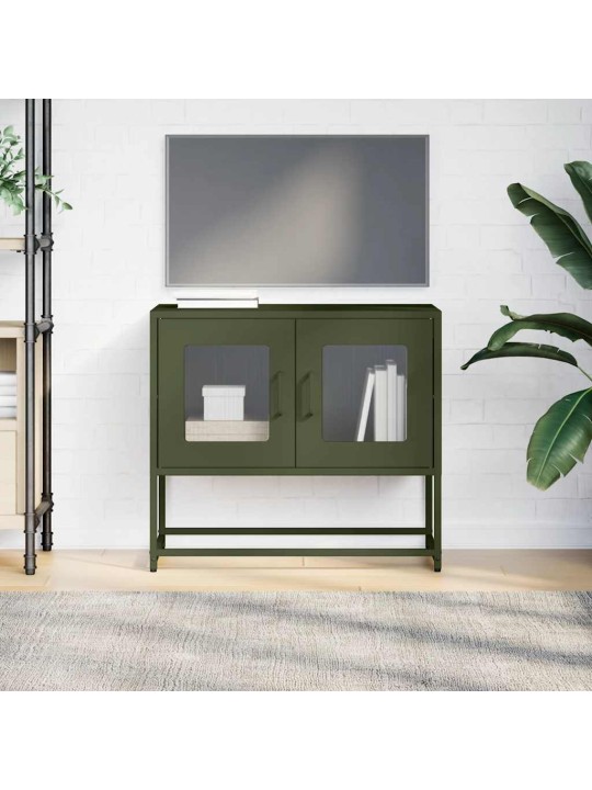 Tv skříňka olivově zelená 68x39x60,5 cm ocel