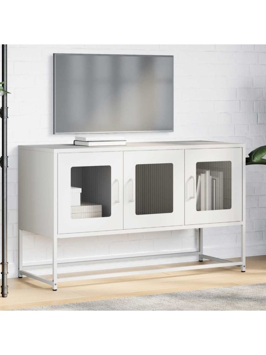Tv skříňka bílá 100,5x39x60,5 cm ocel válcovaná za studena
