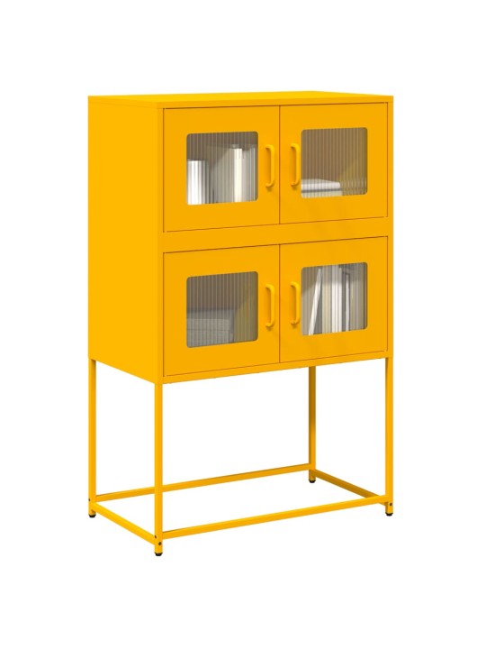 Skříň highboard hořčicově žlutá 68x39x107 cm ocel