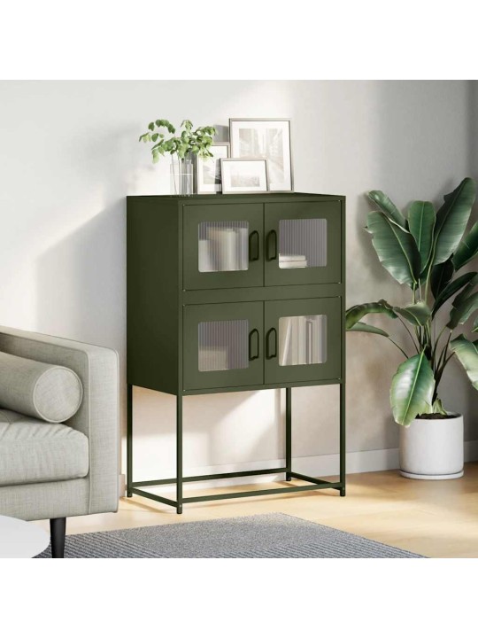 Skříň highboard olivově zelená 68x39x107 cm ocel