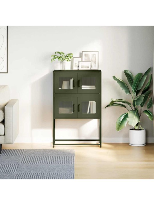 Skříň highboard olivově zelená 68x39x107 cm ocel