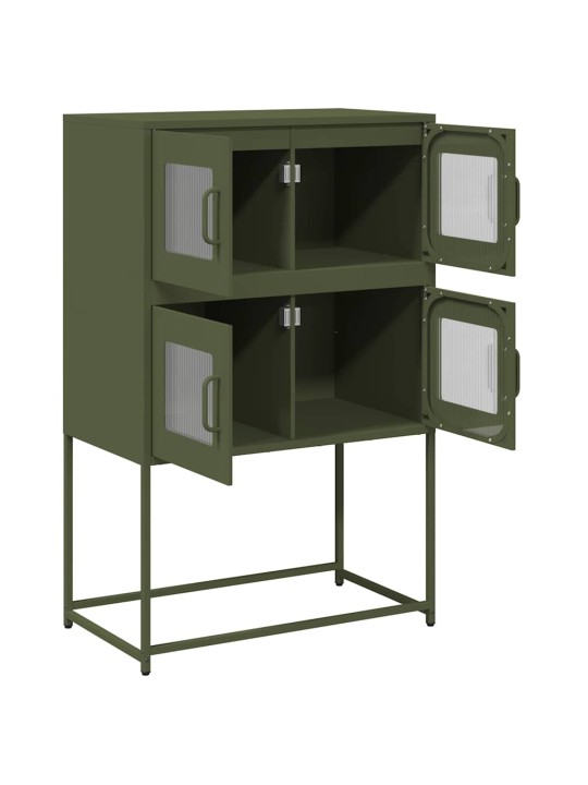 Skříň highboard olivově zelená 68x39x107 cm ocel