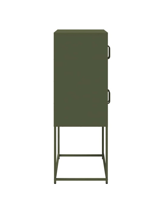 Skříň highboard olivově zelená 68x39x107 cm ocel