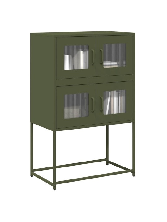 Skříň highboard olivově zelená 68x39x107 cm ocel