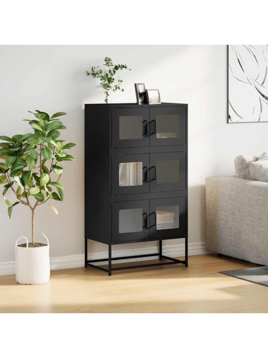 Skříň highboard černá 68x39x123 cm ocel