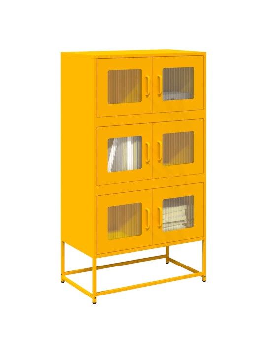Skříň highboard hořčicově žlutá 68x39x123 cm ocel