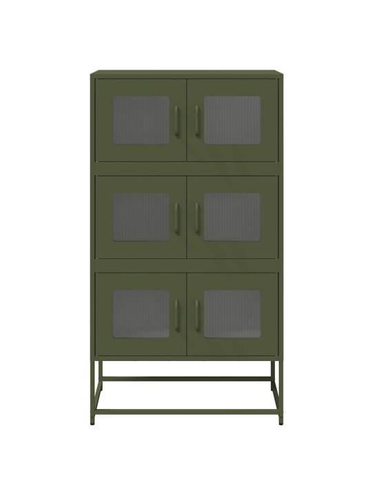 Skříň highboard olivově zelená 68x39x123 cm ocel
