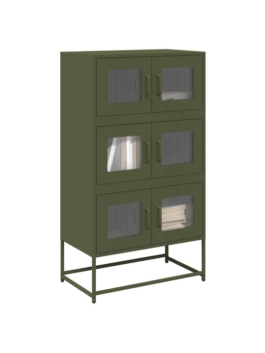 Skříň highboard olivově zelená 68x39x123 cm ocel