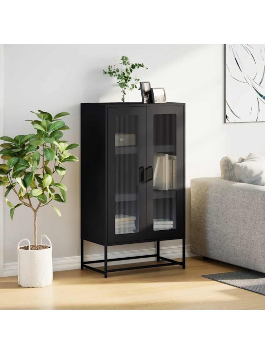 Skříň highboard černá 68x39x123 cm ocel