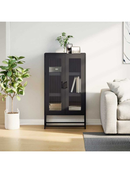 Skříň highboard černá 68x39x123 cm ocel