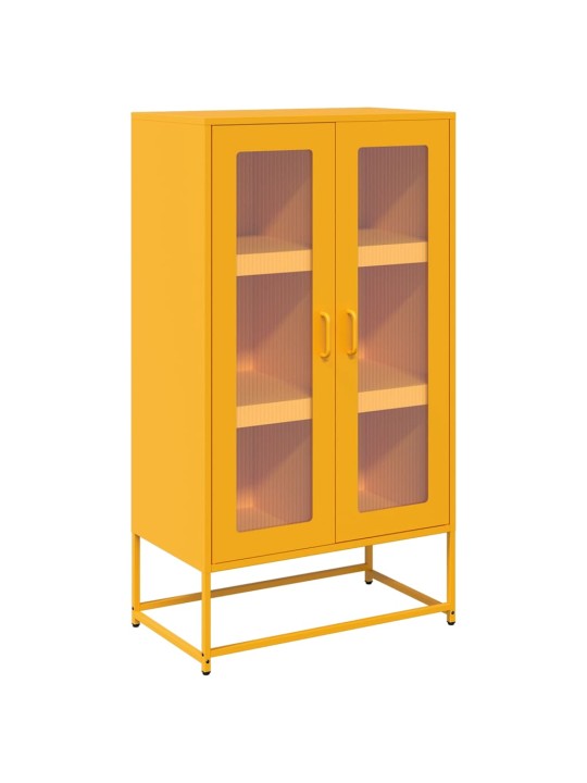 Skříň highboard hořčicově žlutá 68x39x123 cm ocel