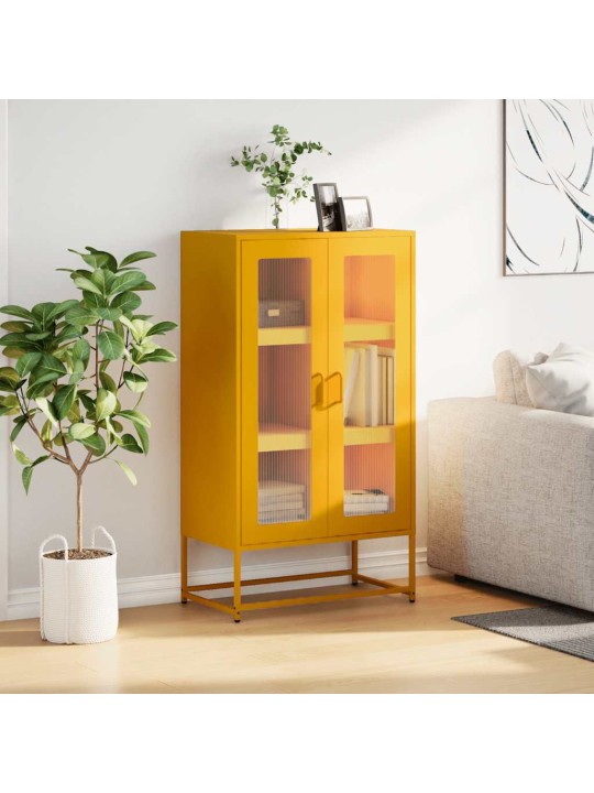 Skříň highboard hořčicově žlutá 68x39x123 cm ocel