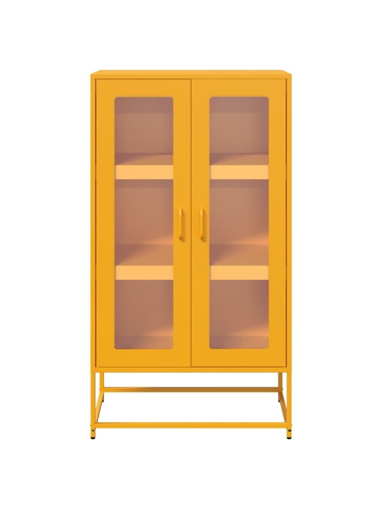 Skříň highboard hořčicově žlutá 68x39x123 cm ocel