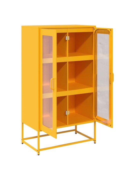 Skříň highboard hořčicově žlutá 68x39x123 cm ocel