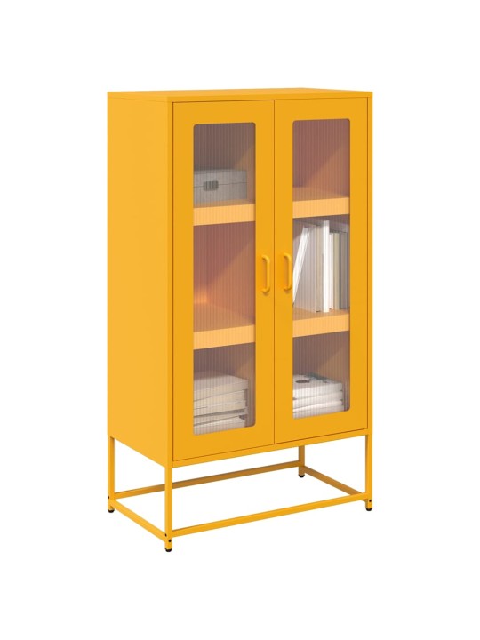 Skříň highboard hořčicově žlutá 68x39x123 cm ocel