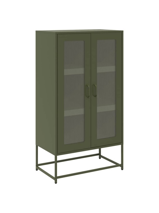Skříň highboard olivově zelená 68x39x123 cm ocel