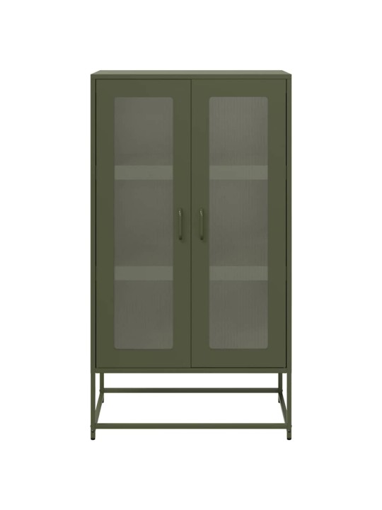Skříň highboard olivově zelená 68x39x123 cm ocel