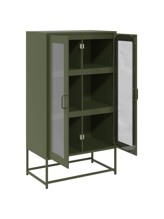 Skříň highboard olivově zelená 68x39x123 cm ocel