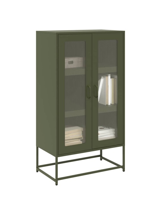 Skříň highboard olivově zelená 68x39x123 cm ocel