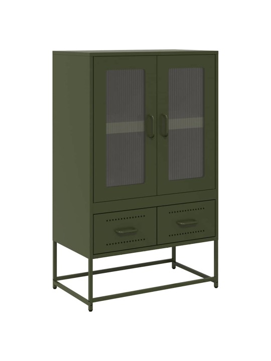 Skříň highboard olivově zelená 68 x 39 x 111,5 cm ocel